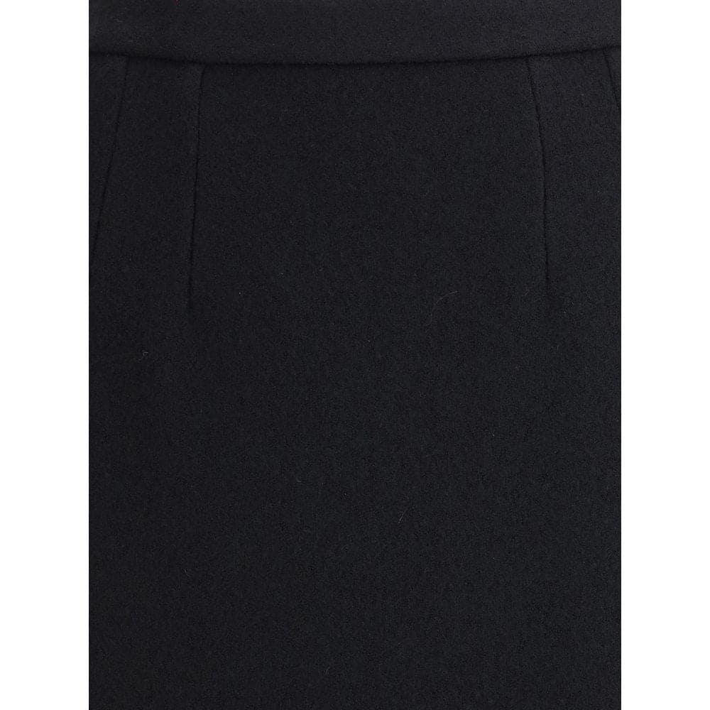 Dolce & Gabbana Black Fleece Wool Long Skirt