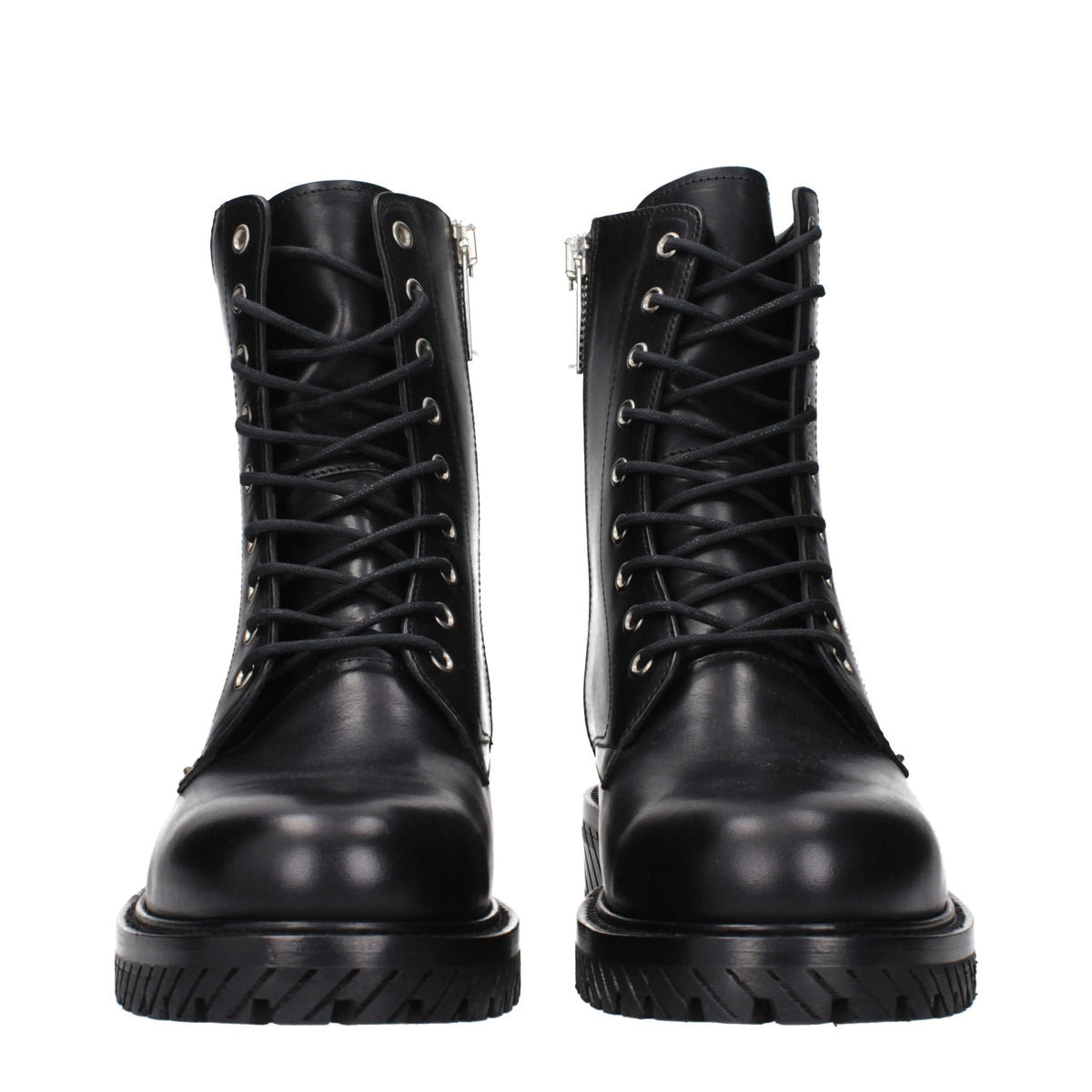 Off-White Black Leather Ankle Boots