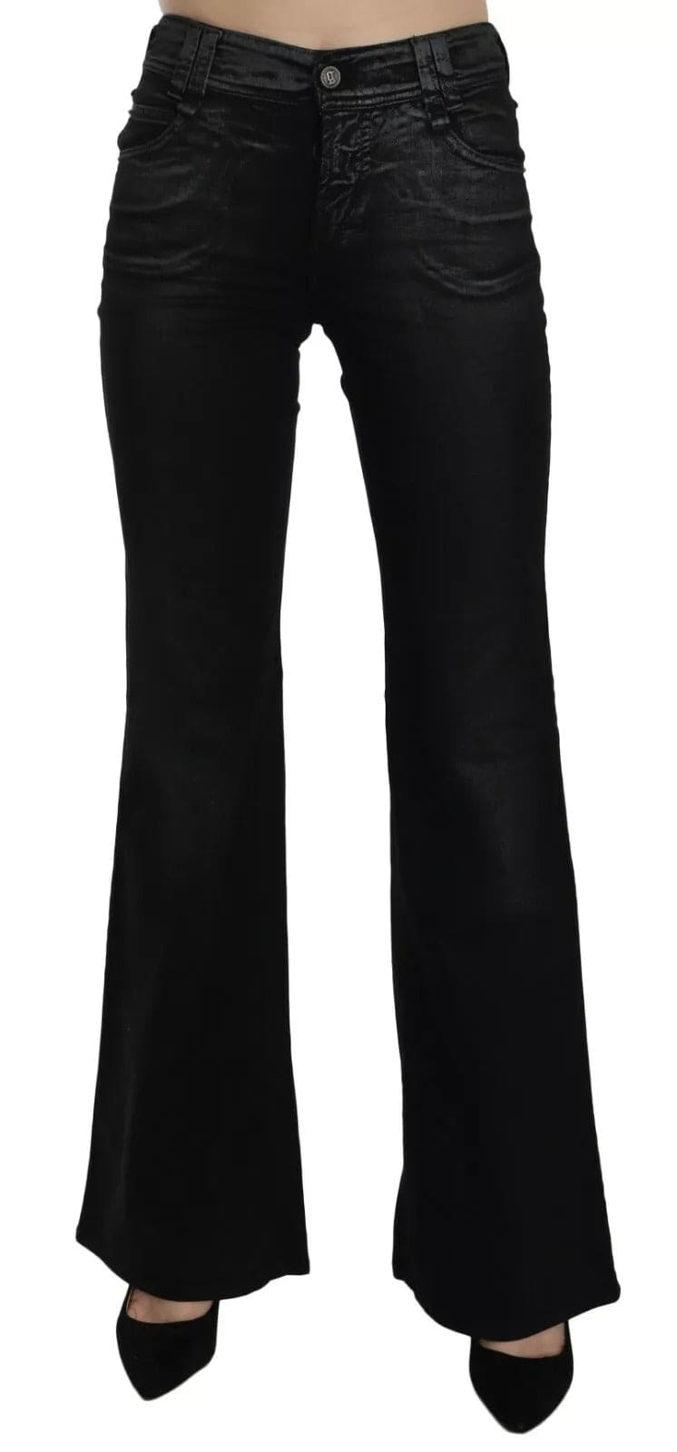 John Galliano Black Washed High Waist Flared Denim Casual Pants Jeans