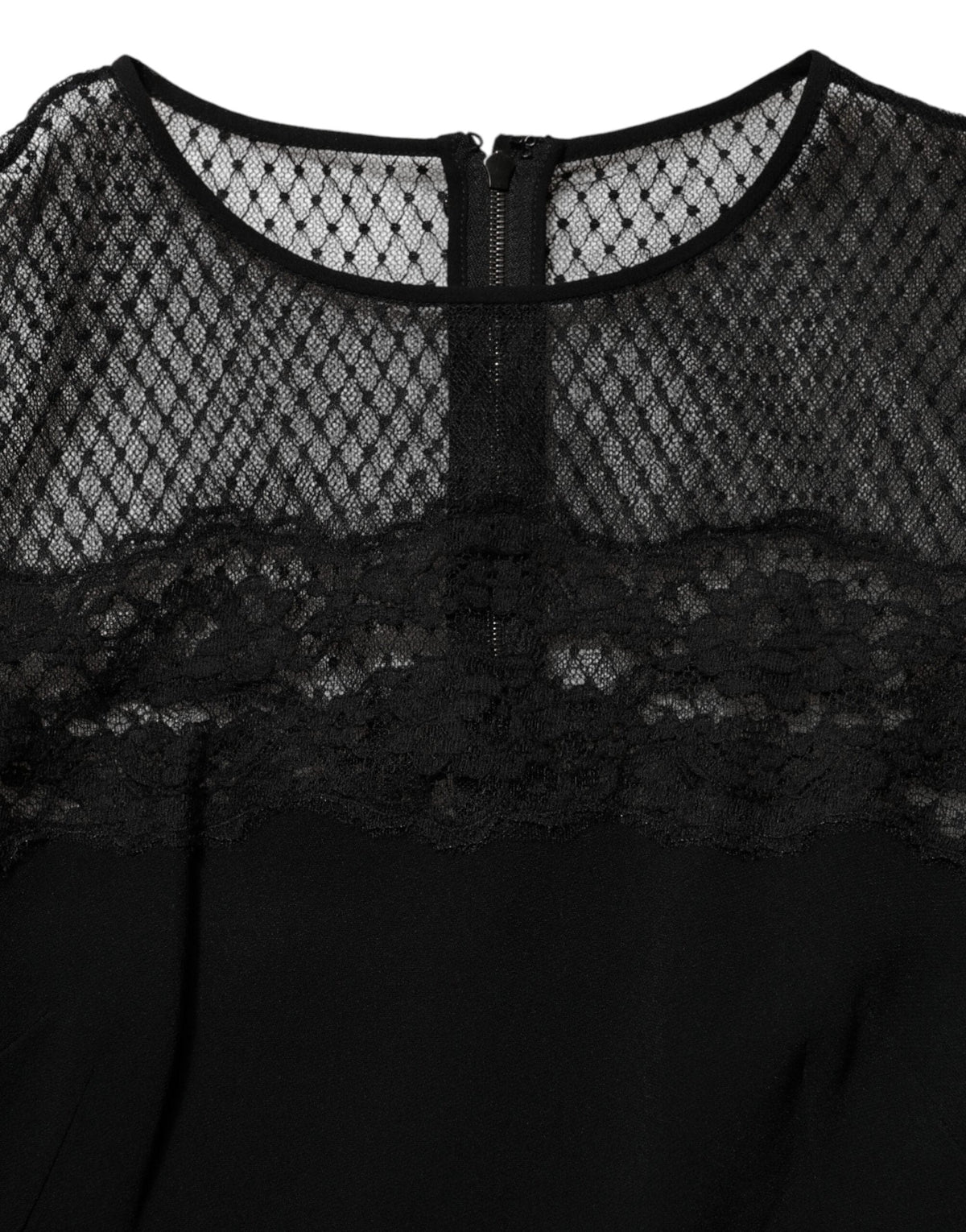 Dolce & Gabbana Black Floral Lace Trim Sheath A-line Dress