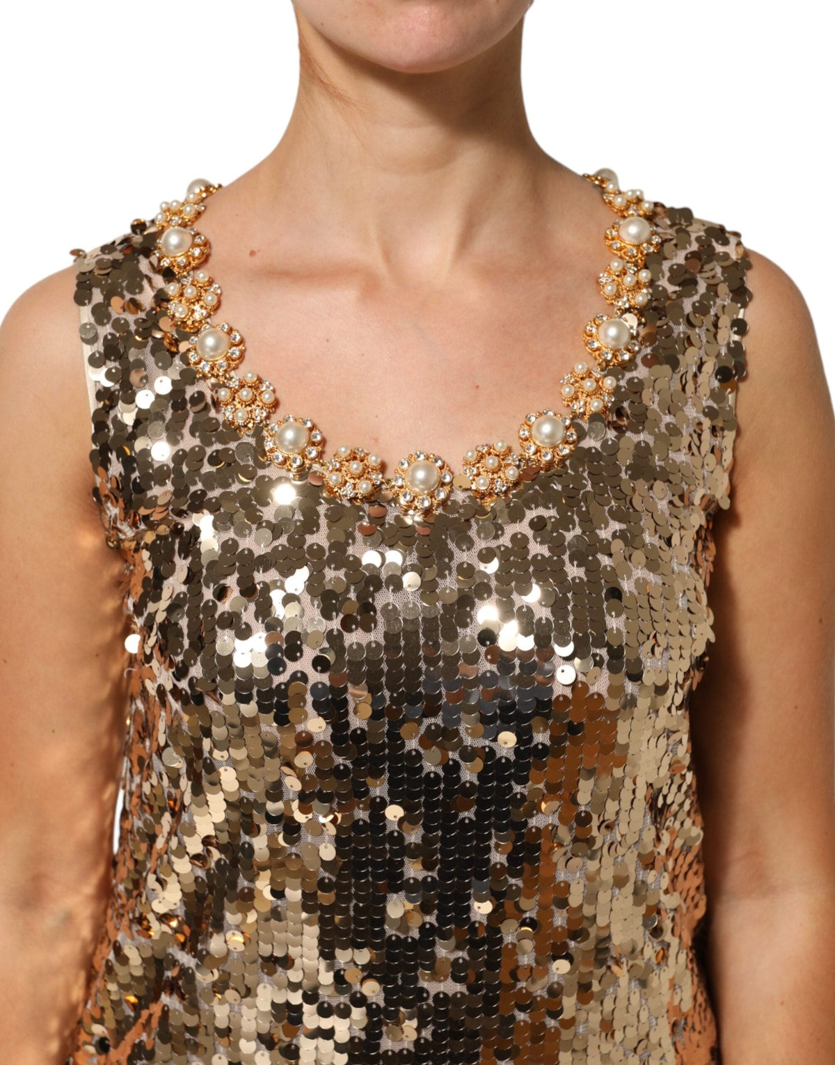 Dolce & Gabbana Gold Sequined Nylon A-line Sheath Mini Dress JOHNYCARRIBEAN Dolce & Gabbana Gold Sequined Nylon A-line Sheath Mini Dress JOHNYCARRIBEAN
