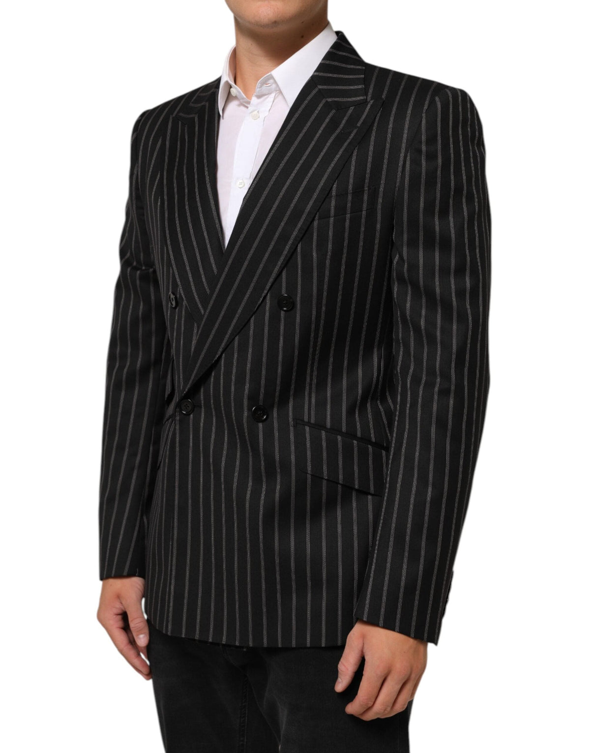 Dolce & Gabbana Black Stripes SICILIA 1 Button Suit Blazer