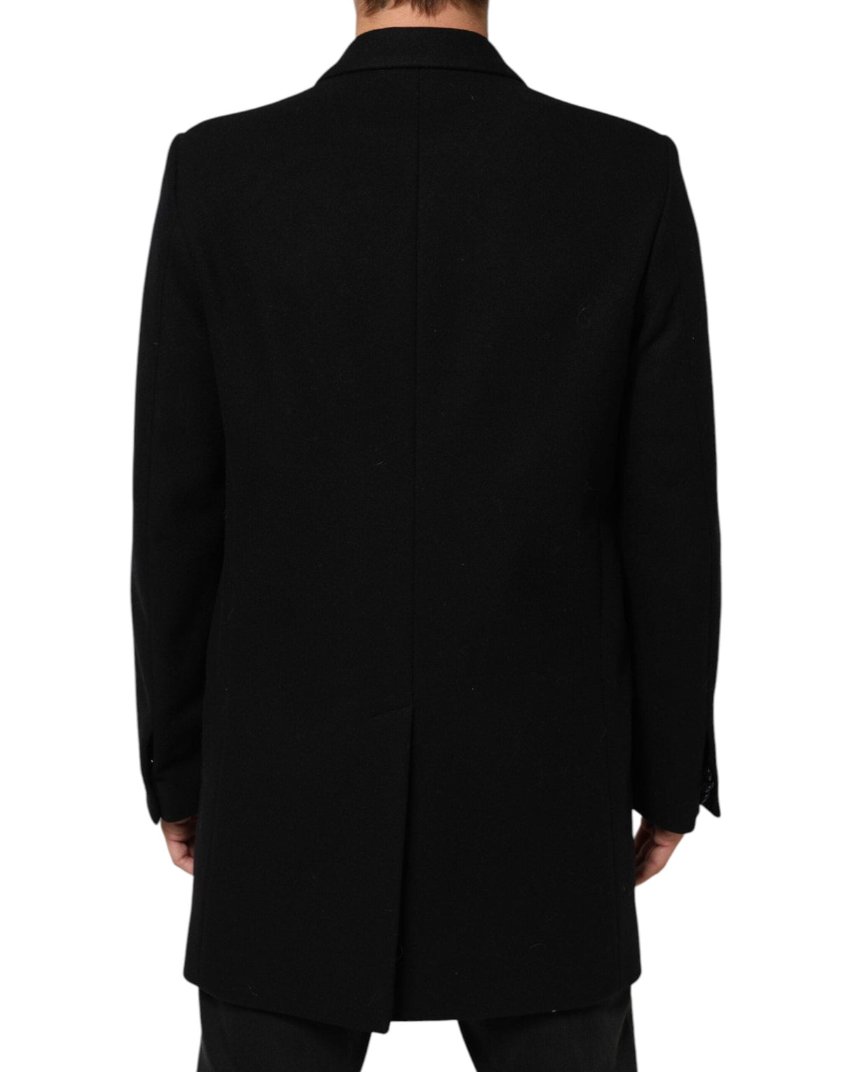 Dolce & Gabbana Black Wool Buttoned Men Trench Coat Jacket
