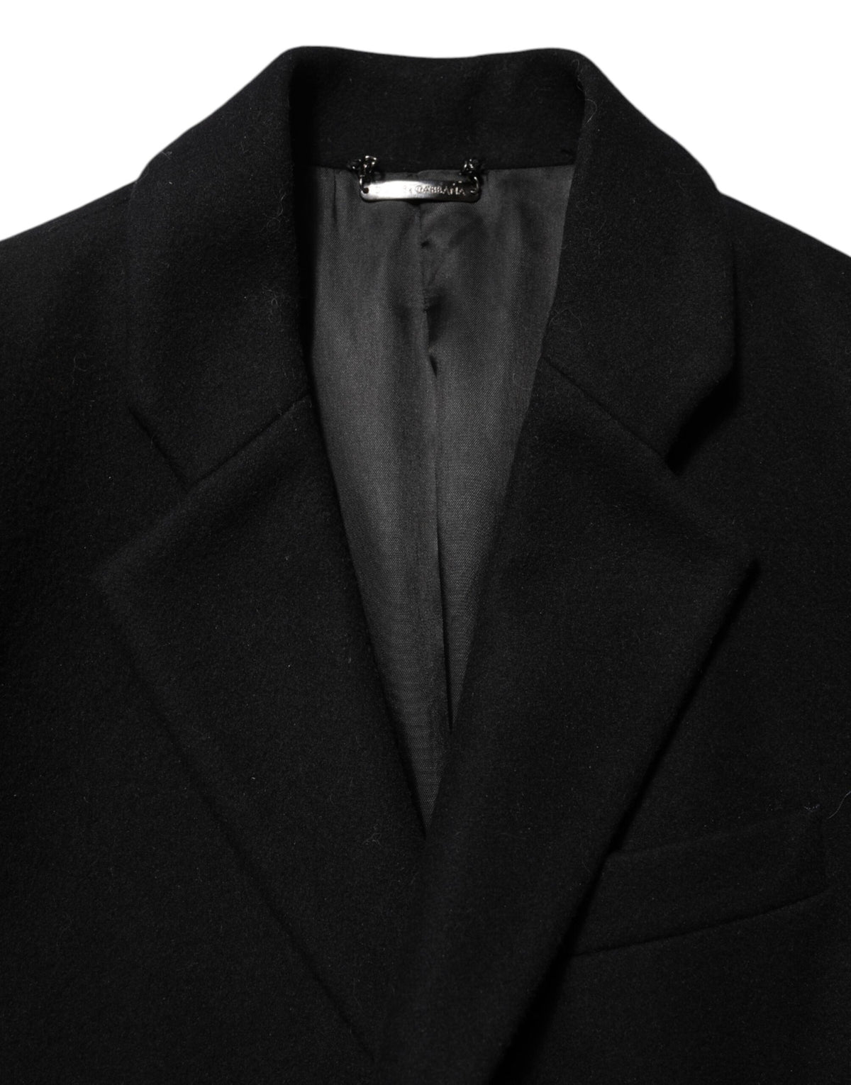Dolce & Gabbana Black Wool Buttoned Men Trench Coat Jacket