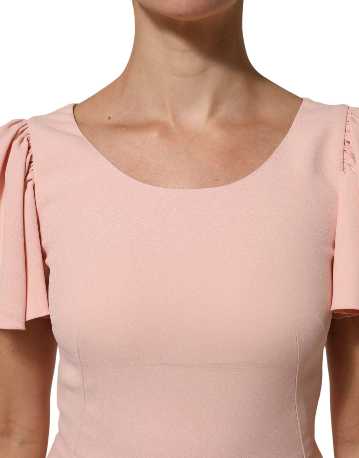 Dolce & Gabbana Pink Viscose Fit Flared Sheath Midi Dress