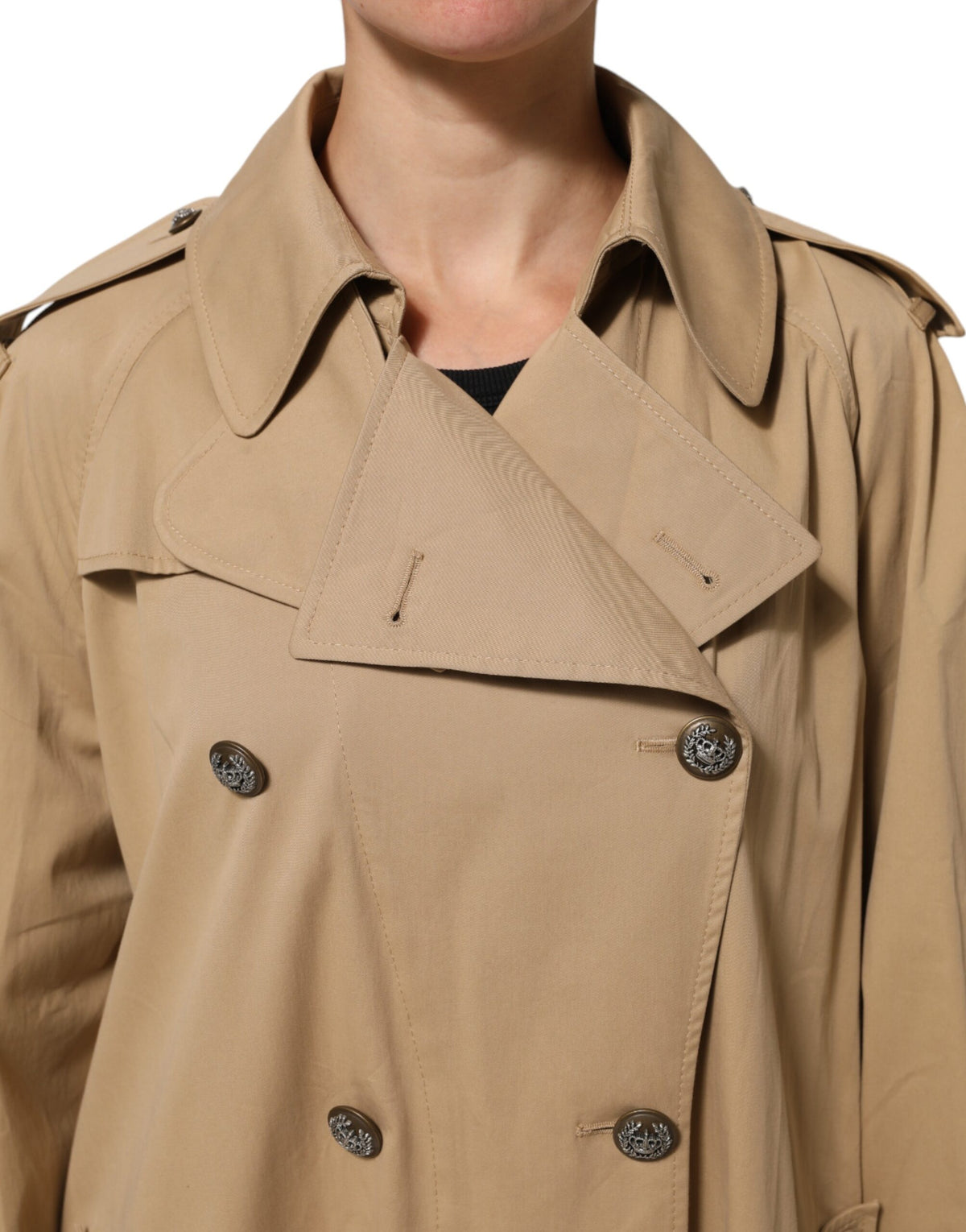 Dolce & Gabbana Khaki Double Breasted Trench Coat Jacket