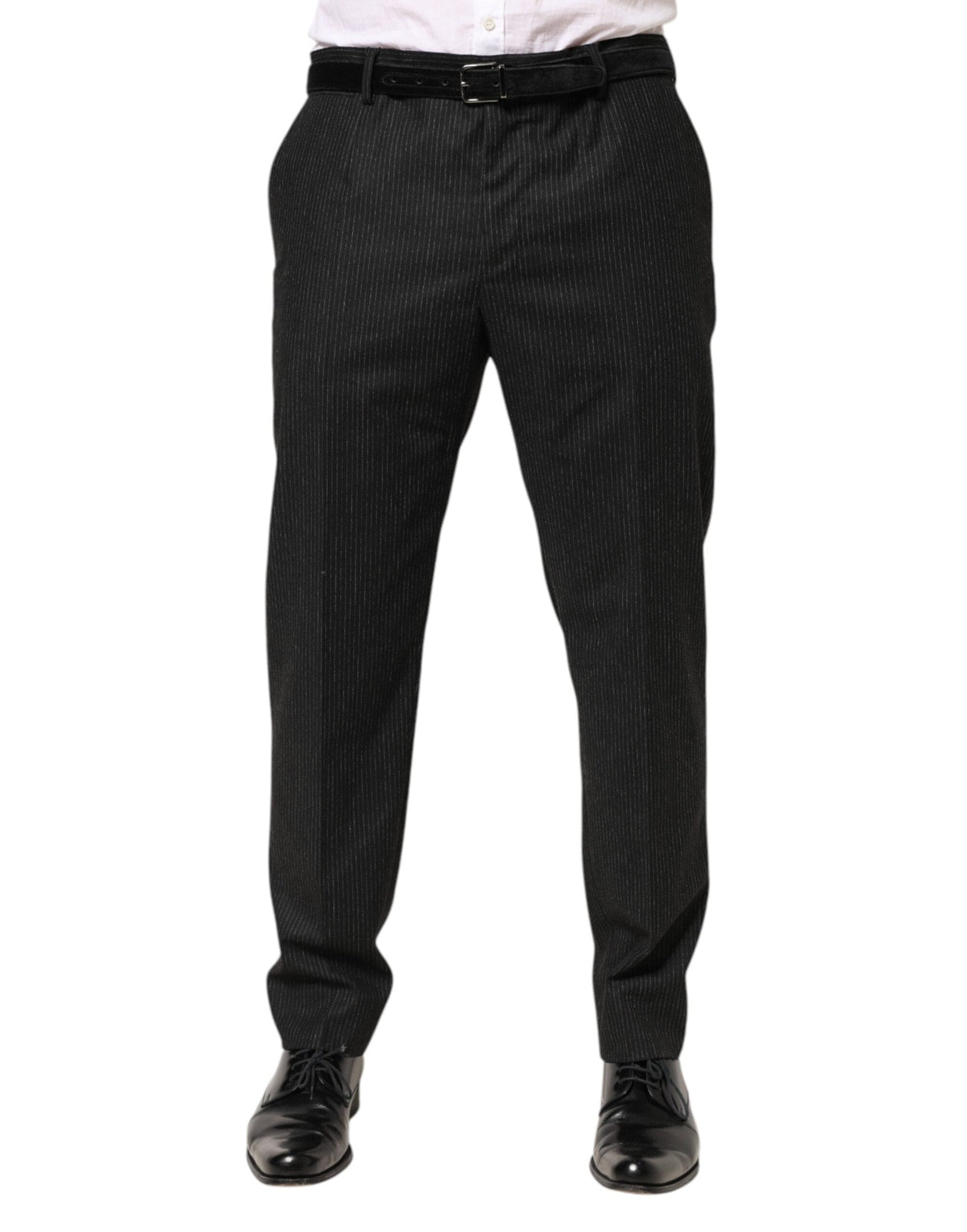 Dolce & Gabbana Black Cotton Mid Waist Dress Trouser Pants