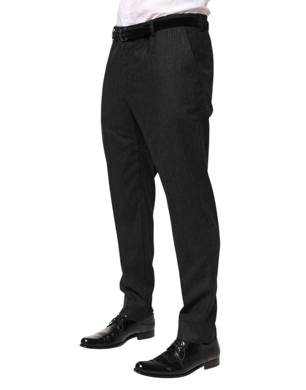 Dolce & Gabbana Black Cotton Mid Waist Dress Trouser Pants