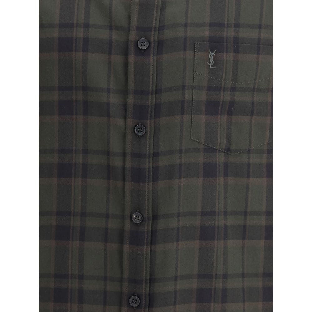 Saint Laurent Green Cotton Pattern Shirt