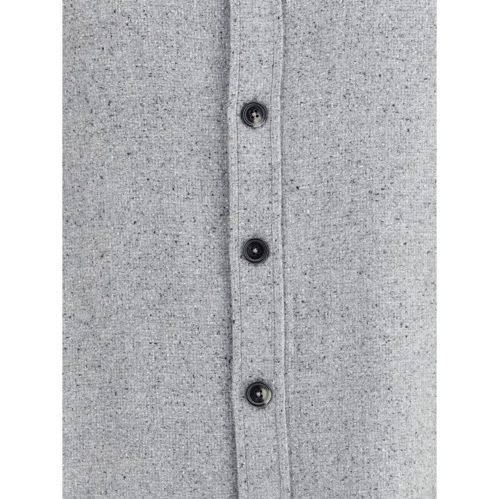 ZEGNA Gray Cashmere Dress Shirt