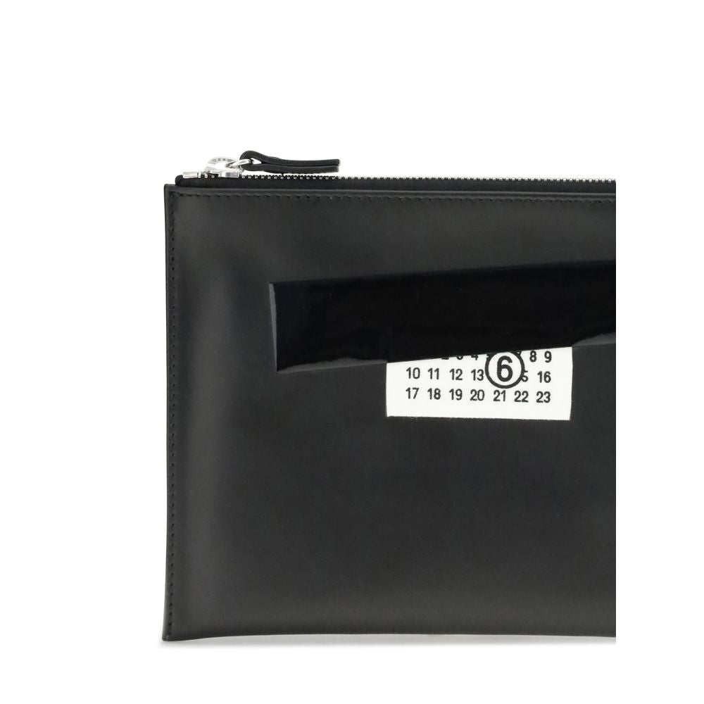 MM6 Black Calf Leather Bos Taurus Clutch Bag