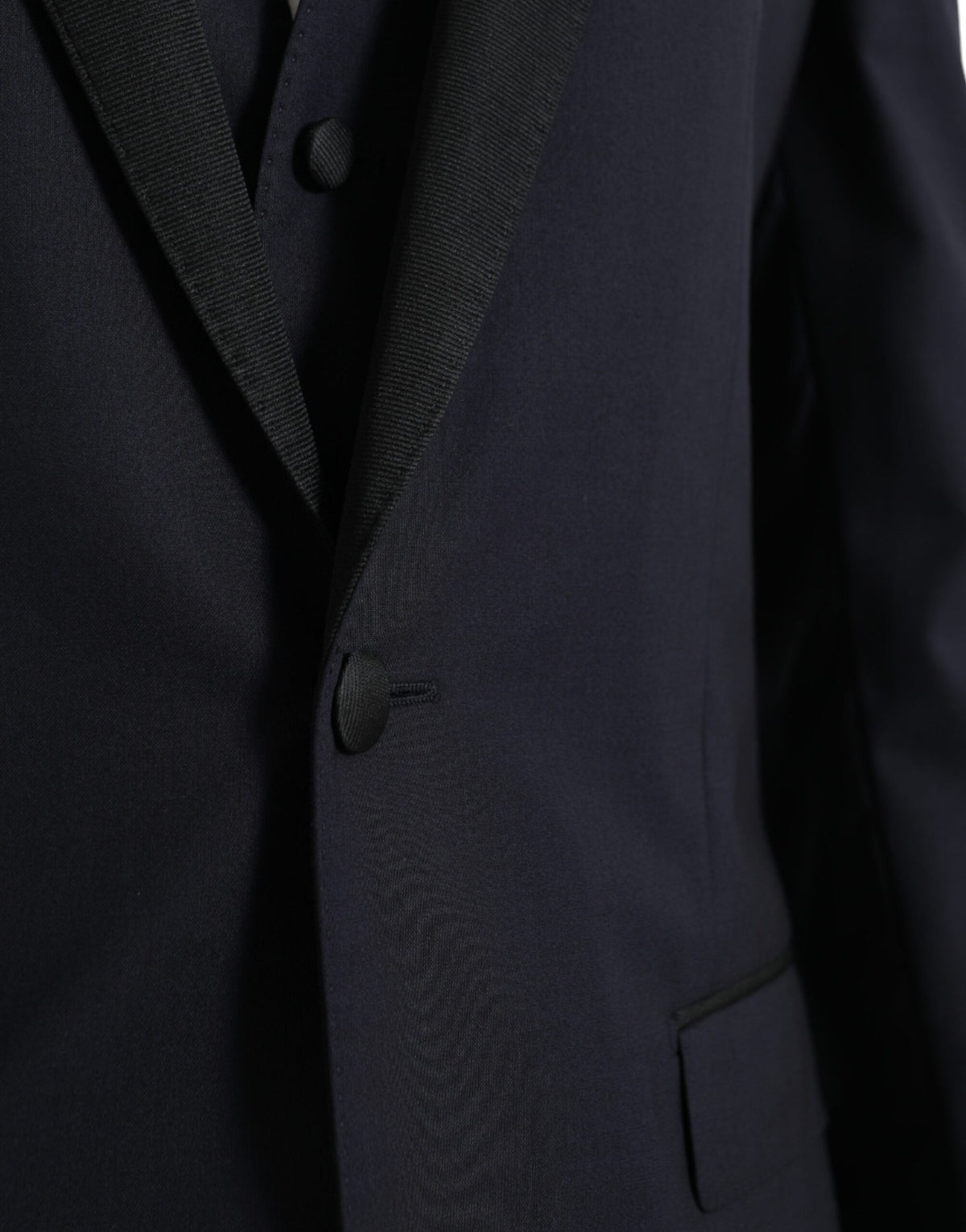 Dolce & Gabbana Blue Wool MARTINI 1 Button Men 3 Piece Suit