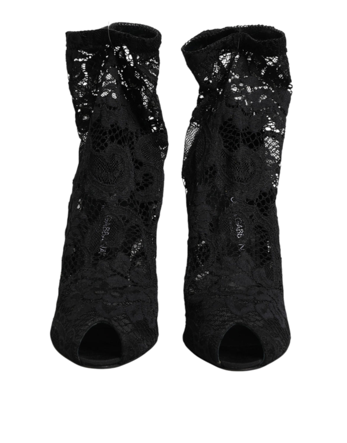 Dolce & Gabbana Black Stretch Taormina Lace Boots Shoes