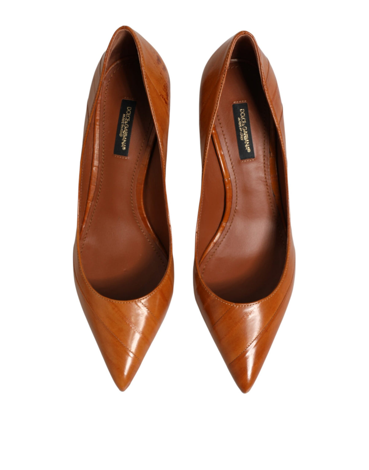 Dolce & Gabbana Brown Leather Kitten Heels Pumps Shoes