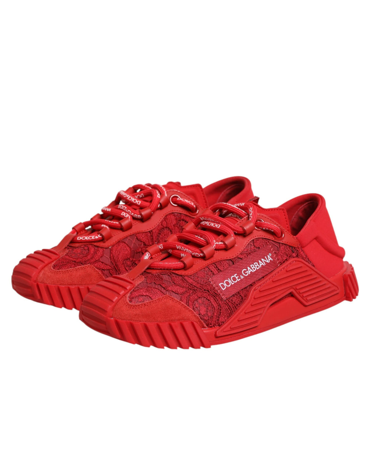 Dolce & Gabbana Red Logo Lace Low Top NS1 Sneakers Shoes