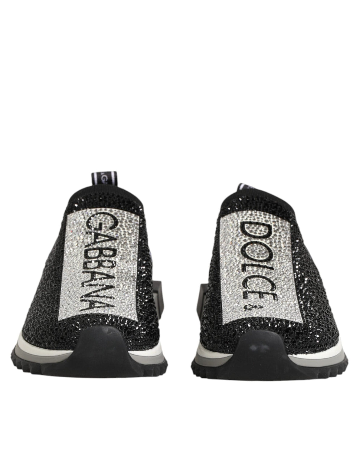 Dolce & Gabbana Black Silver Slip On Sorrento Sneakers Shoes