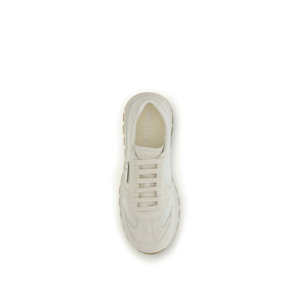 Prada Cream Recycled Polyamide Athletic Sneakers