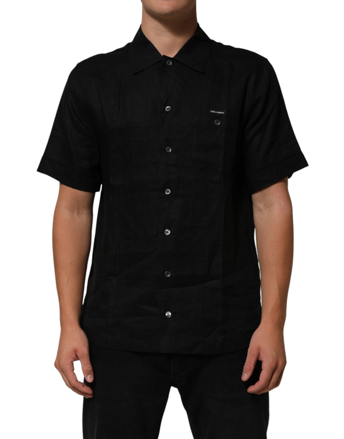 Carhartt Wip Black Linen Collared Short Sleeve Polo Shirt