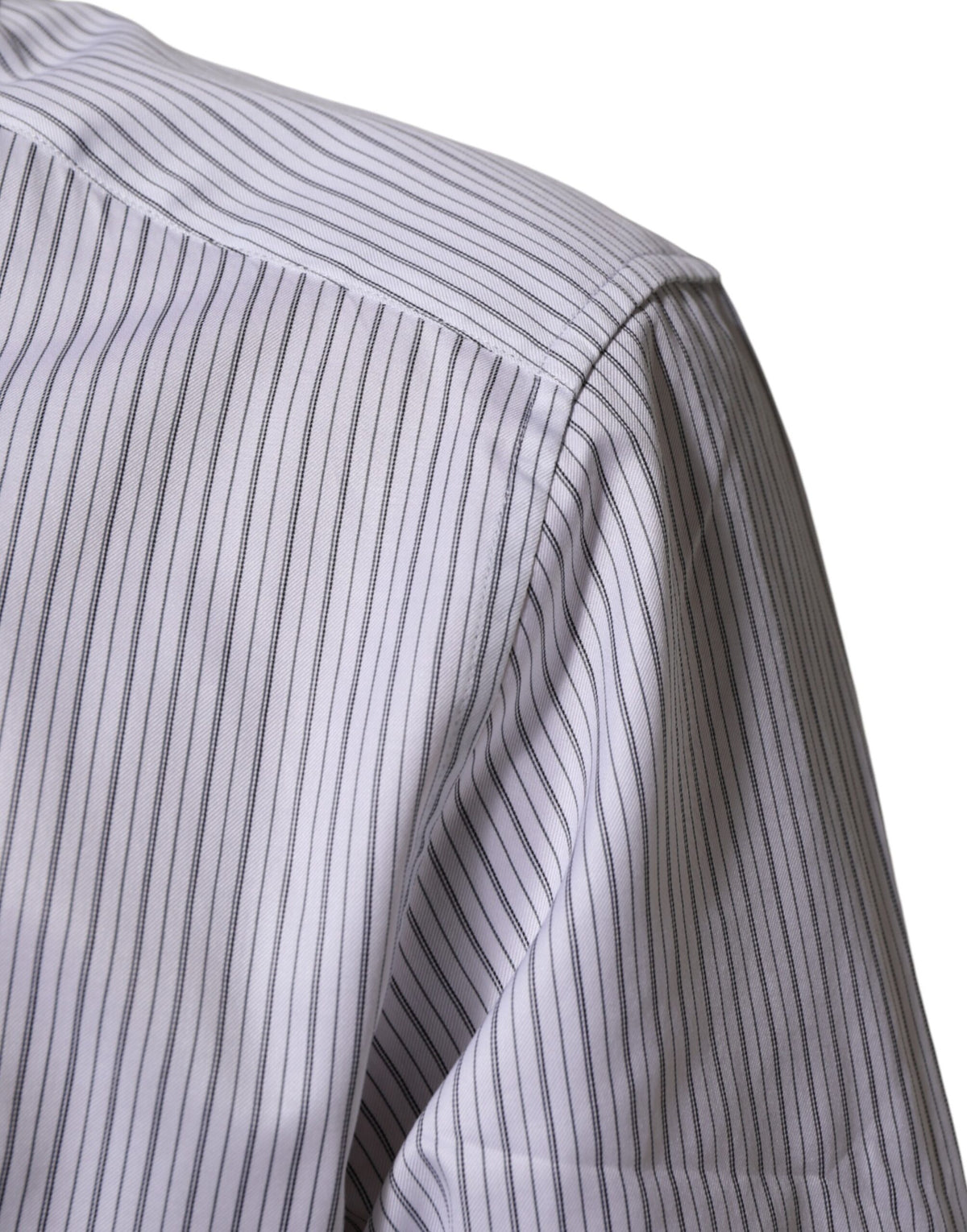 Dolce & Gabbana White Stripes Cotton Men GOLD Dress Shirt