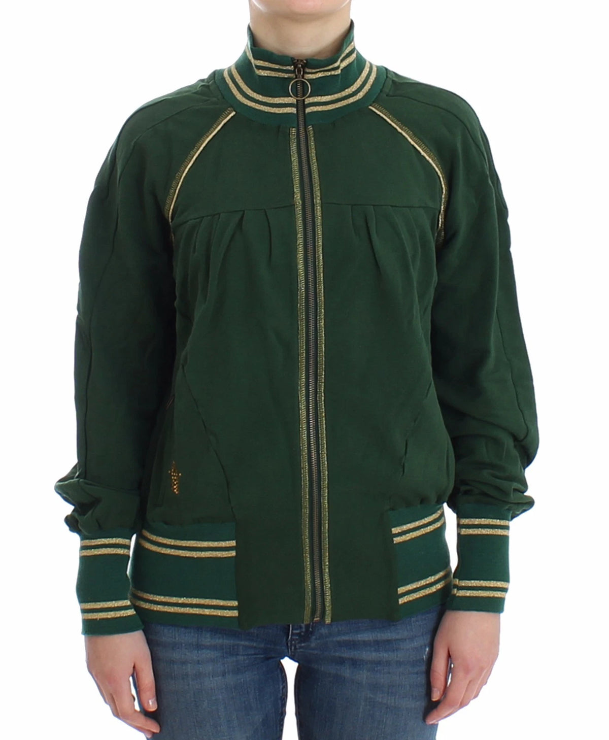 John Galliano Green Mock Zip Cardigan Sweatshirt Sweater Jacket