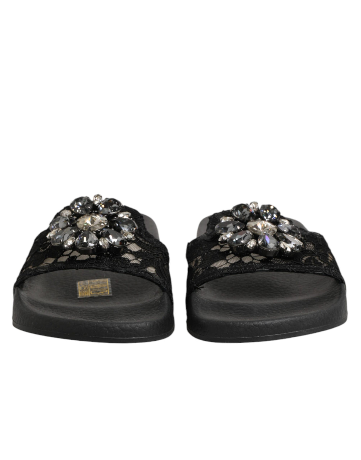 Dolce & Gabbana Black Devotion Matelassé Leather Slides Shoes