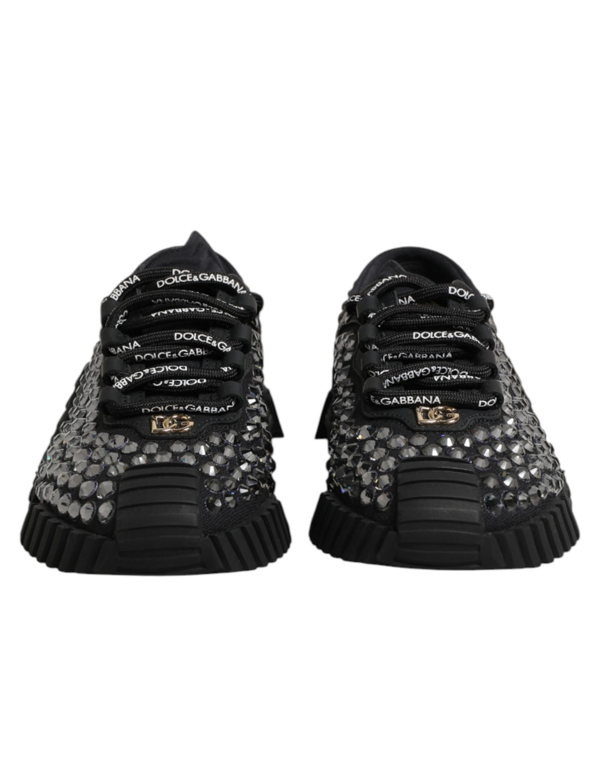 Dolce & Gabbana Shoes Black Embellished Low Top NS1 Sneakers Shoes