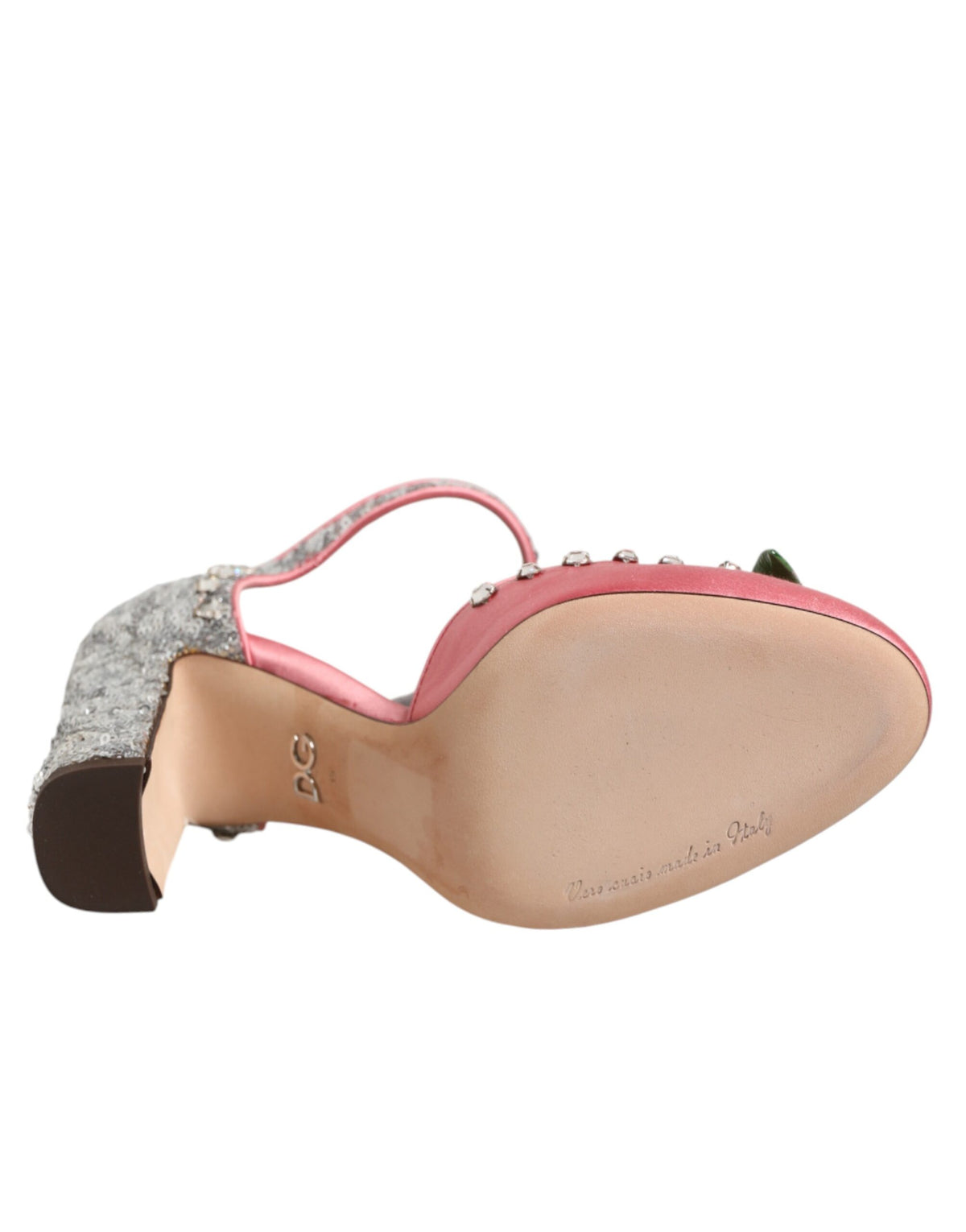 Dolce & Gabbana Pink Sequined Ankle Strap Sandals Shoes