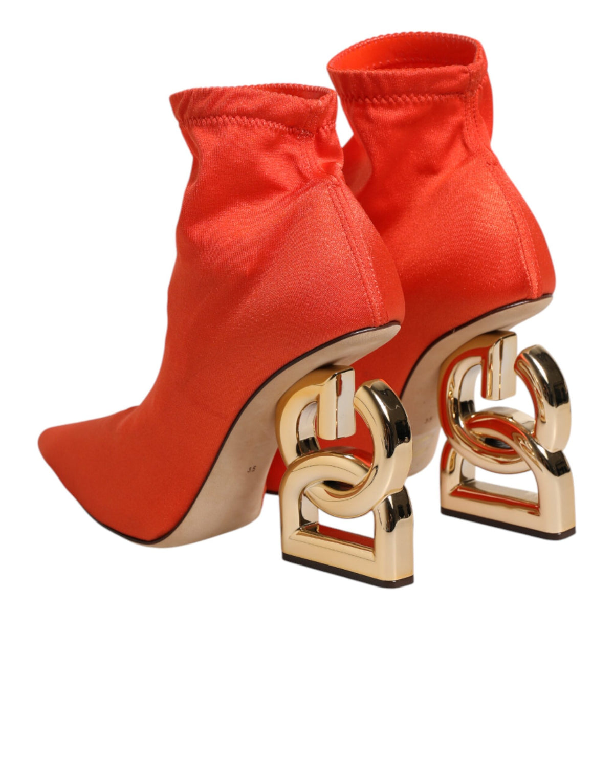 Dolce & Gabbana Orange DG Logo Heels Ankle Boots Shoes