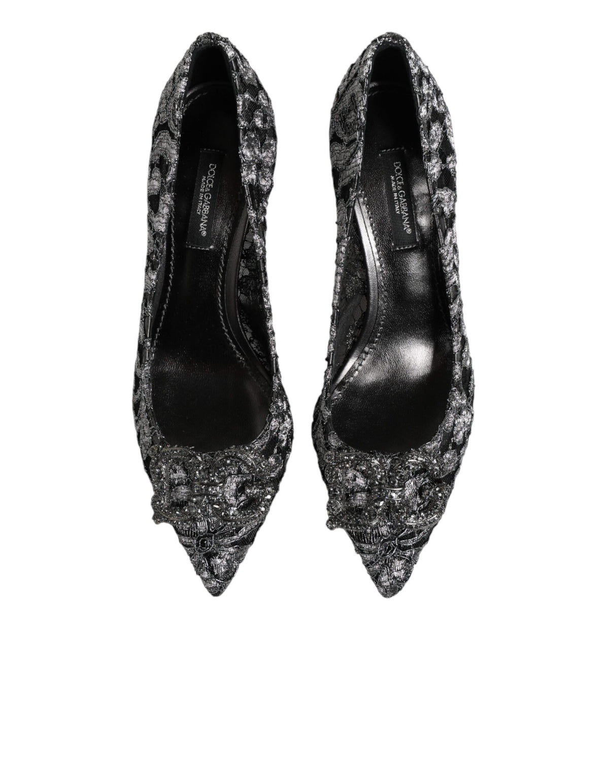 Dolce & Gabbana Silver Lace DG Amore Heels Pumps Shoes