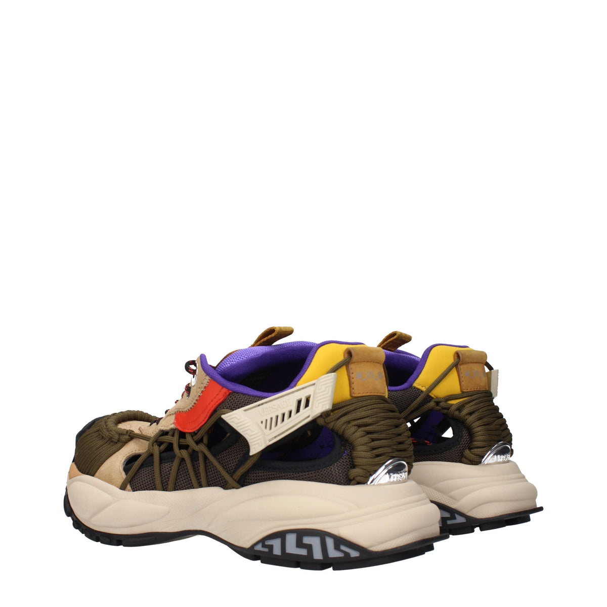 Versace Beige Leather Athletic Sneakers