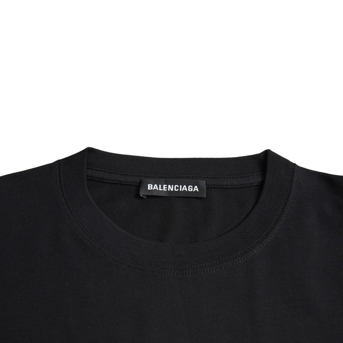 Balenciaga Black Cotton Logo Print Crew Neck Short Sleeves T-shirt