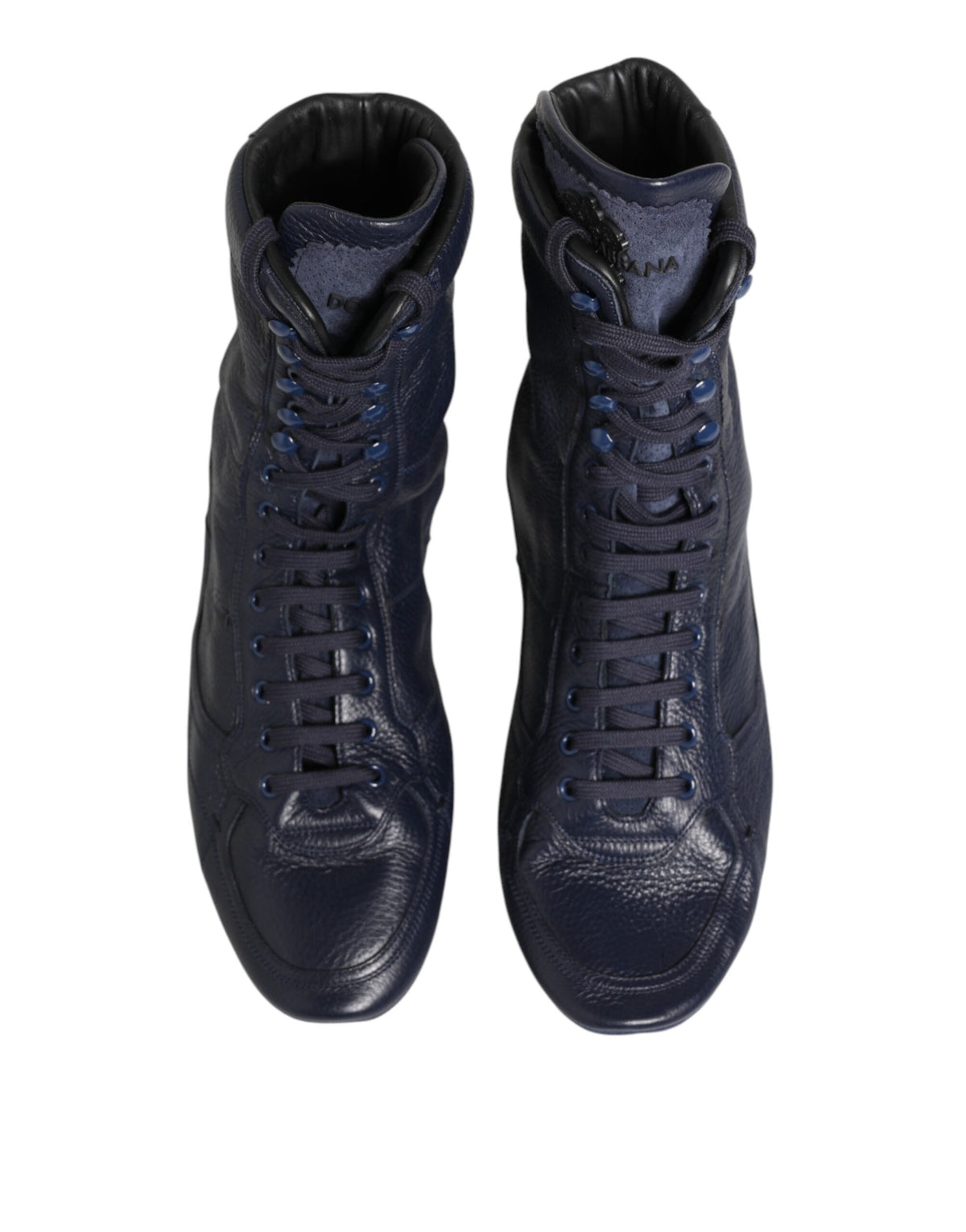 Dolce & Gabbana Dark Blue Deer Leather Mid Calf Boots Shoes