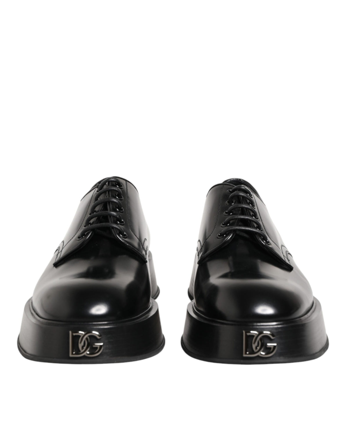 Dolce & Gabbana Black Calfskin Leather Men Derby Dress Shoes