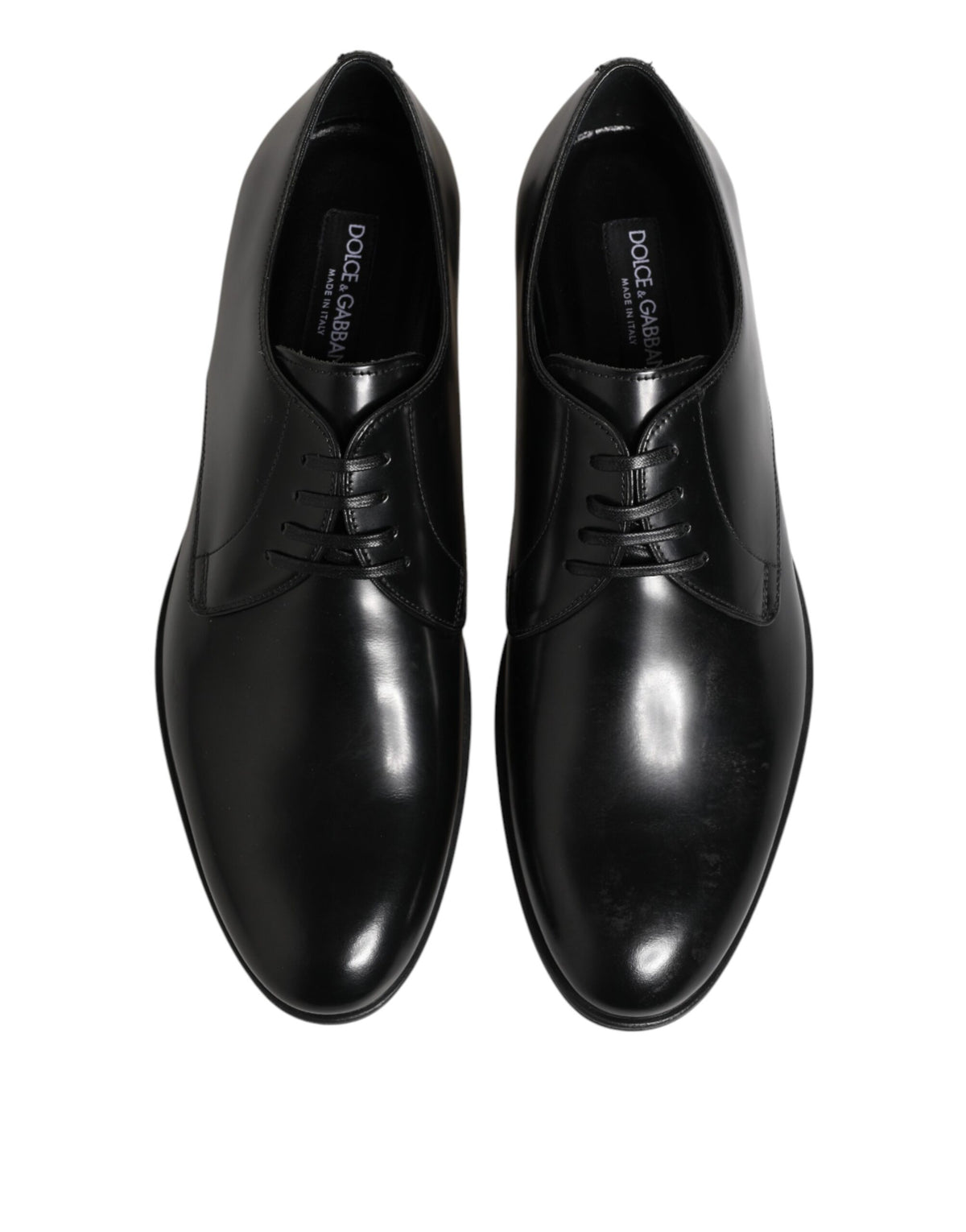 Dolce & Gabbana Black Calfskin Leather Derby Dress Shoes