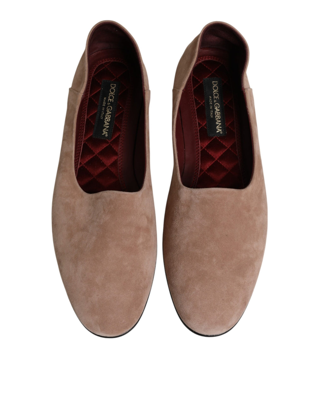 Dolce & Gabbana Beige Leather Suede Slip On Loafers Dress Shoes