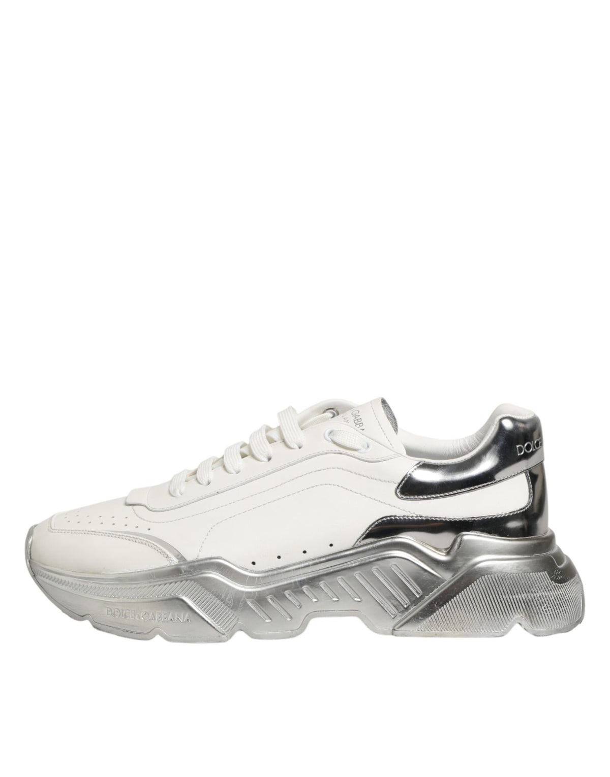 Dolce & Gabbana White Silver Daymaster Low Top Sneakers Shoes