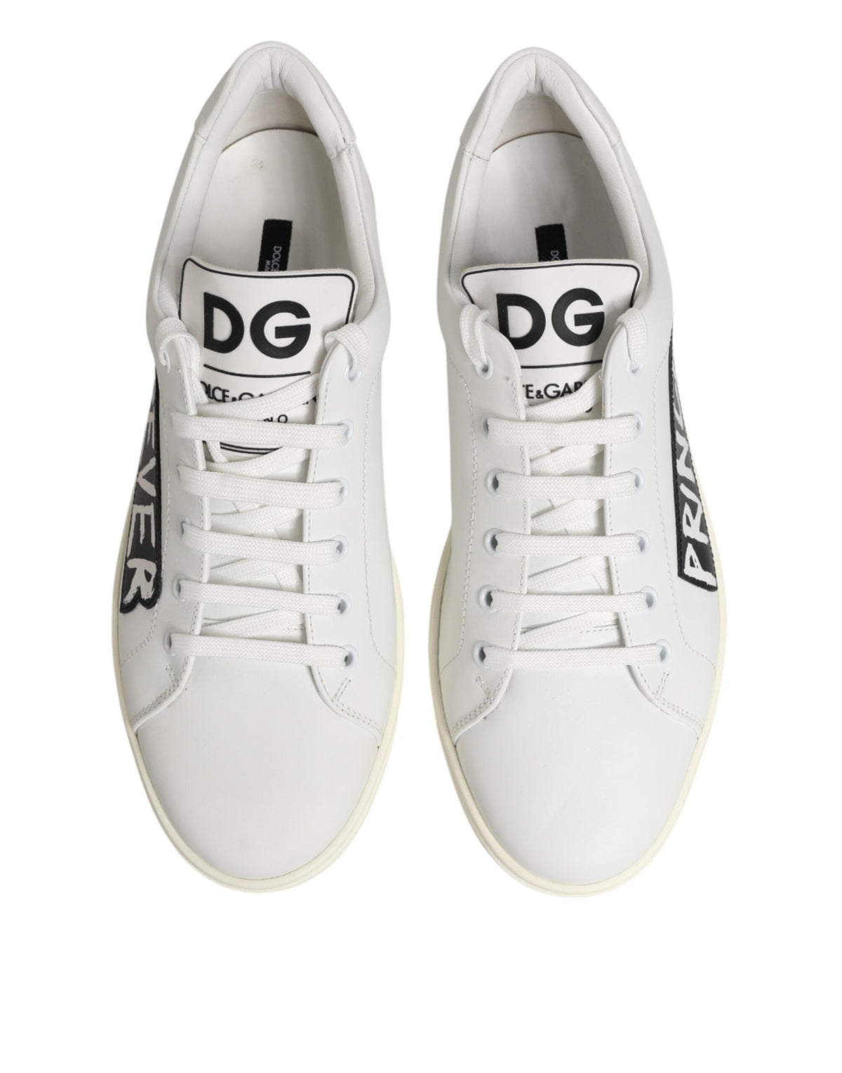 Dolce & Gabbana White Prince Leather Low Top Men Sneakers Shoes