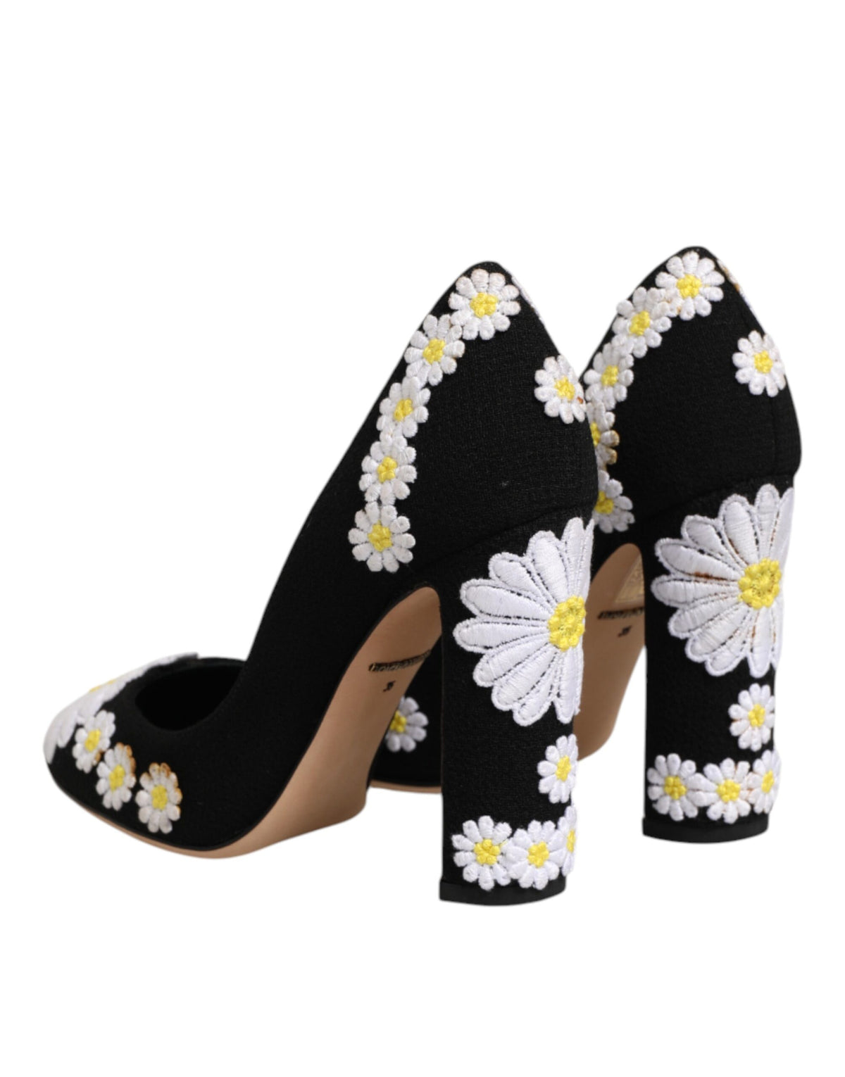 Dolce & Gabbana Black Wool Suede Daisy Heels Pump Shoes