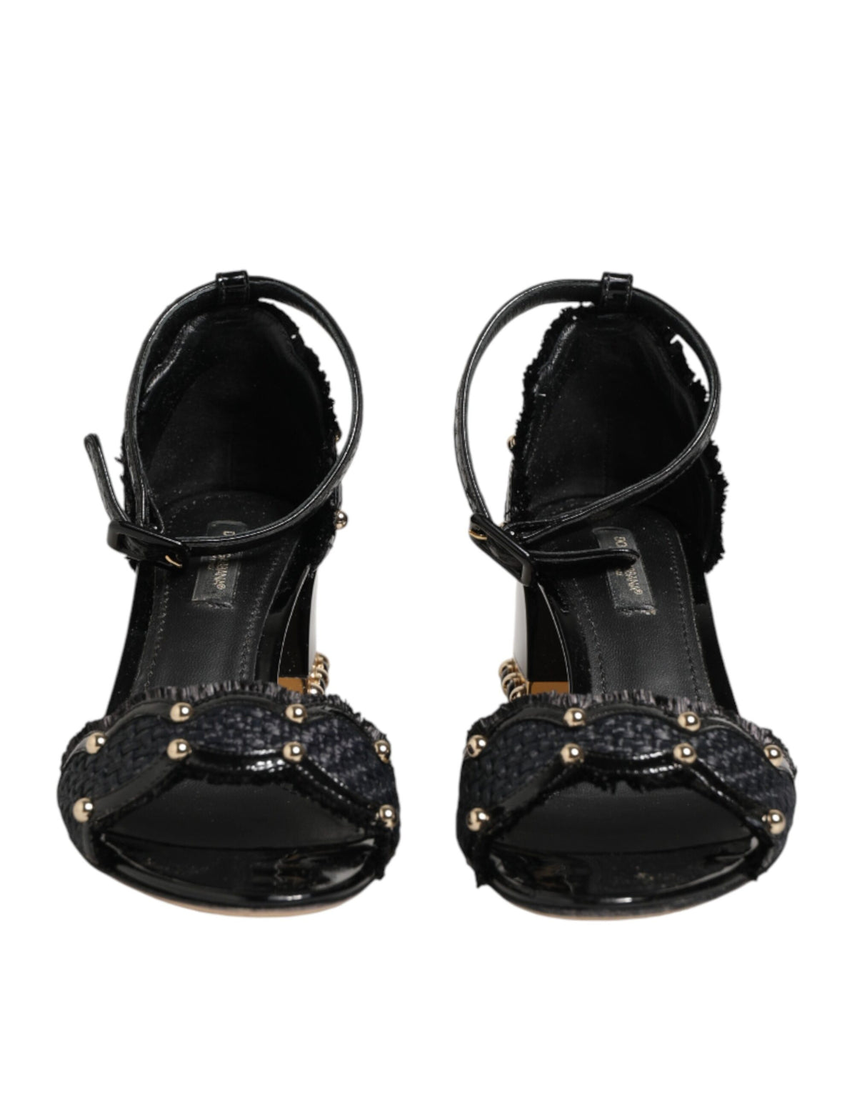 Dolce & Gabbana Black Studded Ankle Strap Sandals Shoes