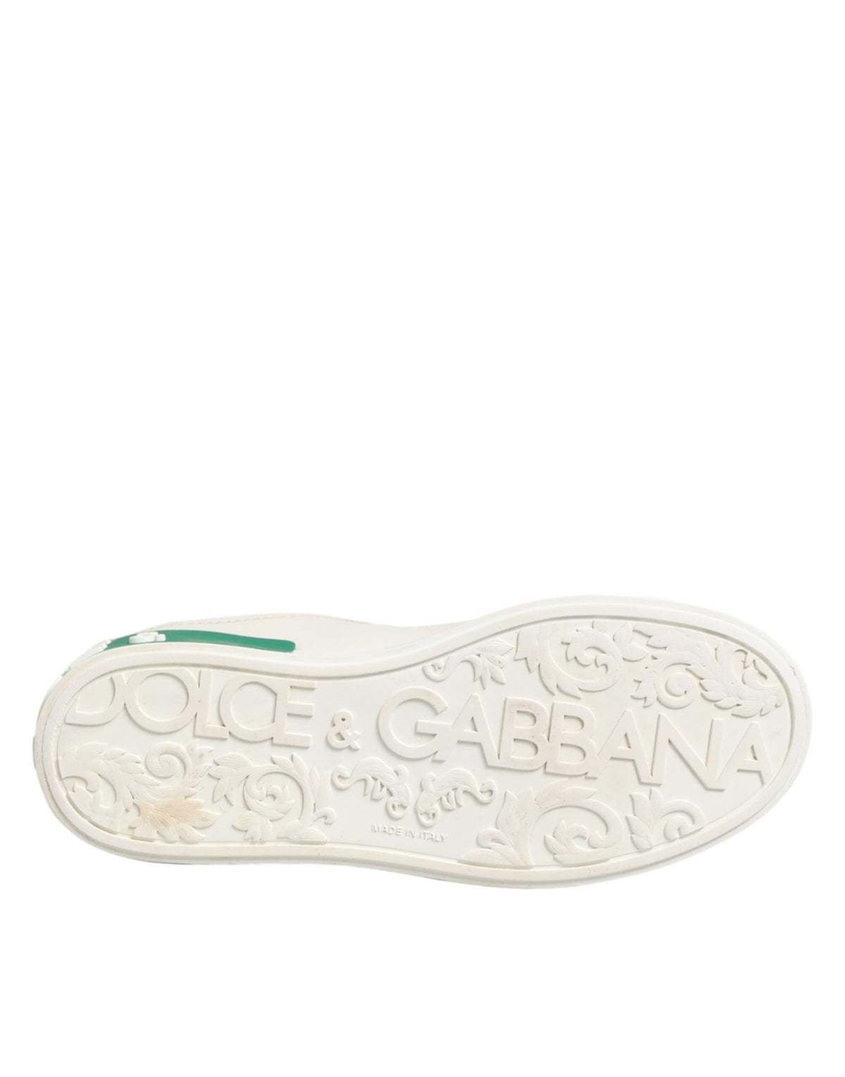 Dolce & Gabbana White Green Leather Low Top Sneakers Shoes