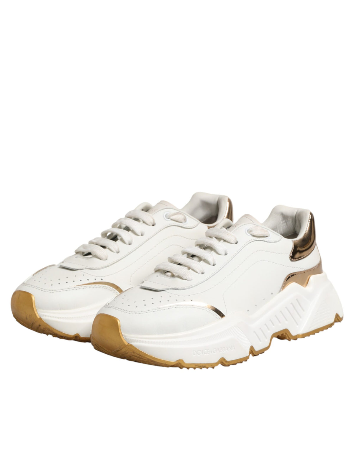 Dolce & Gabbana White Gold Daymaster Low Top Sneakers Shoes