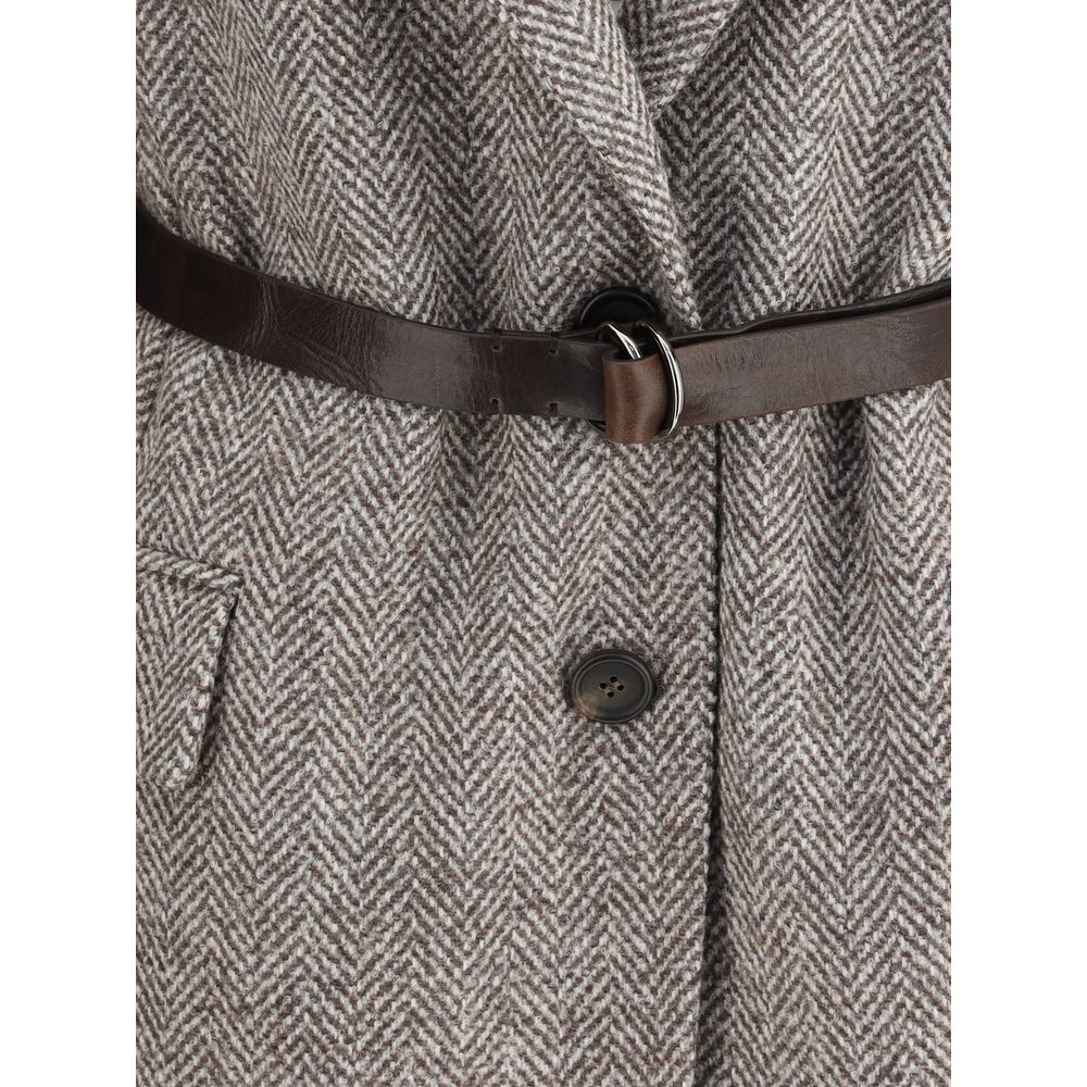 Brunello Cucinelli Brown Fleece Wool Coat