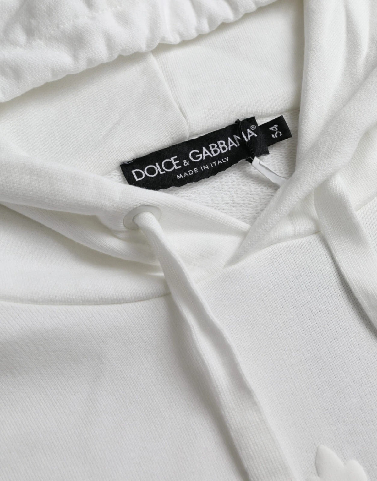 Dolce & Gabbana White Cotton Hooded Pullover Sweatshirt Men