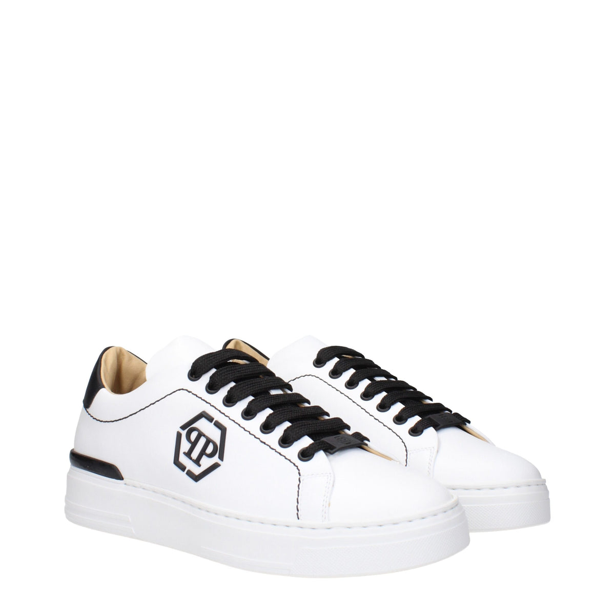 Philipp Plein White Leather Low Top Sneakers