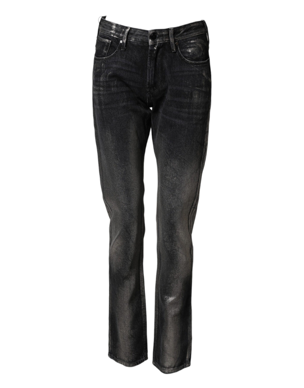 Emporio Armani Black Washed Slim Fit Men Denim Cotton Jeans