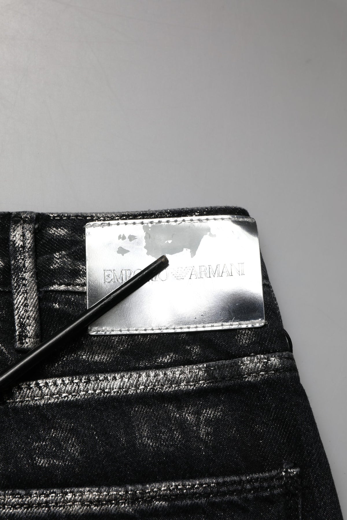 Emporio Armani Black Washed Slim Fit Men Denim Cotton Jeans