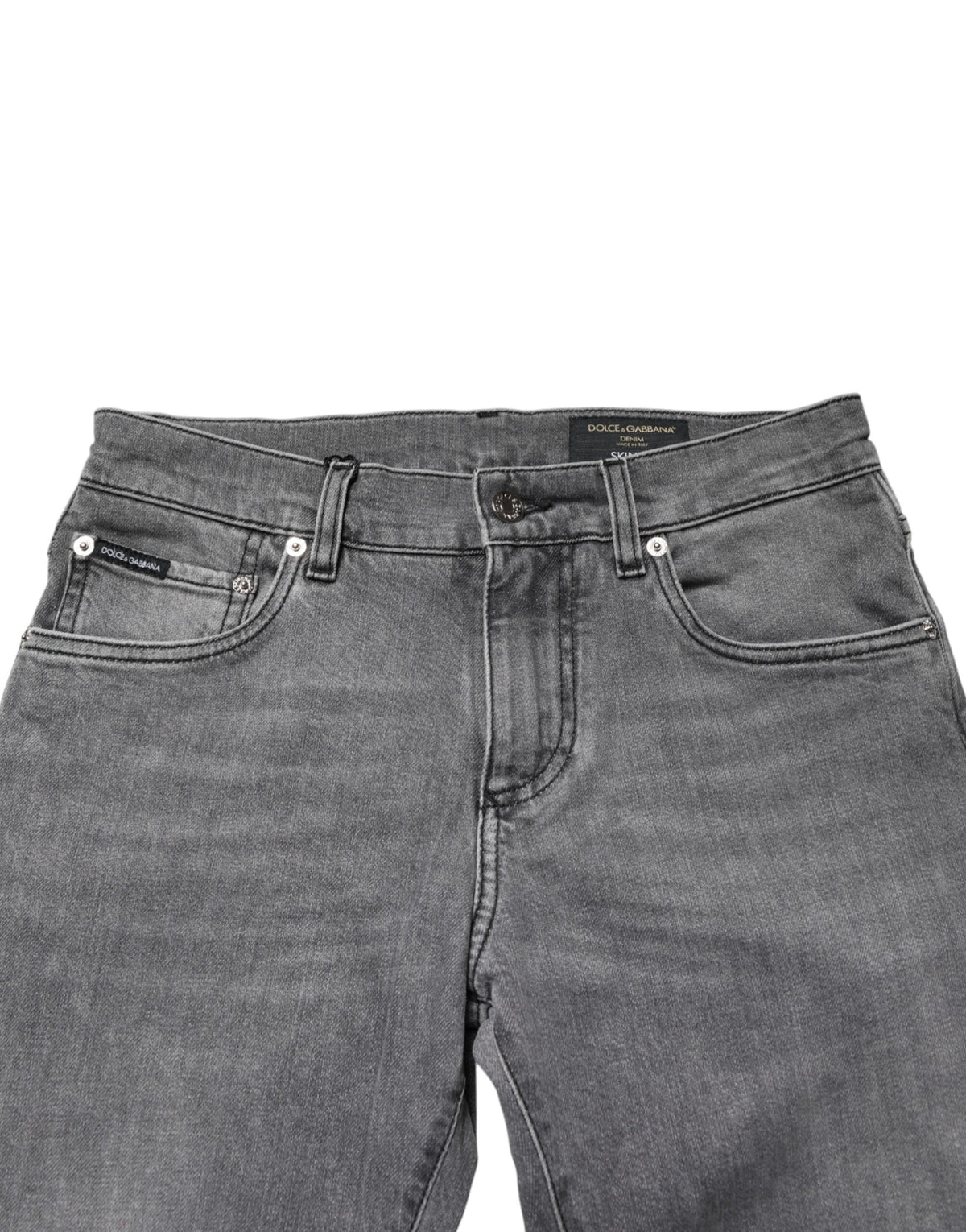 Dolce & Gabbana Gray Cotton Mid Waist Skinny Denim Jeans