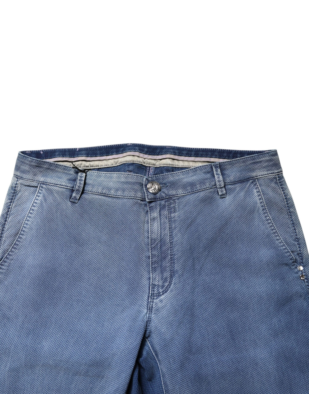 Nine In The Morning Blue Cotton Stretch Men Chino Trouser Pants