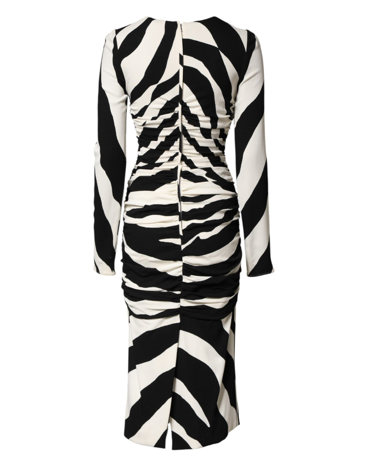 Dolce & Gabbana Black White Zebra Viscose Sheath Midi Dress