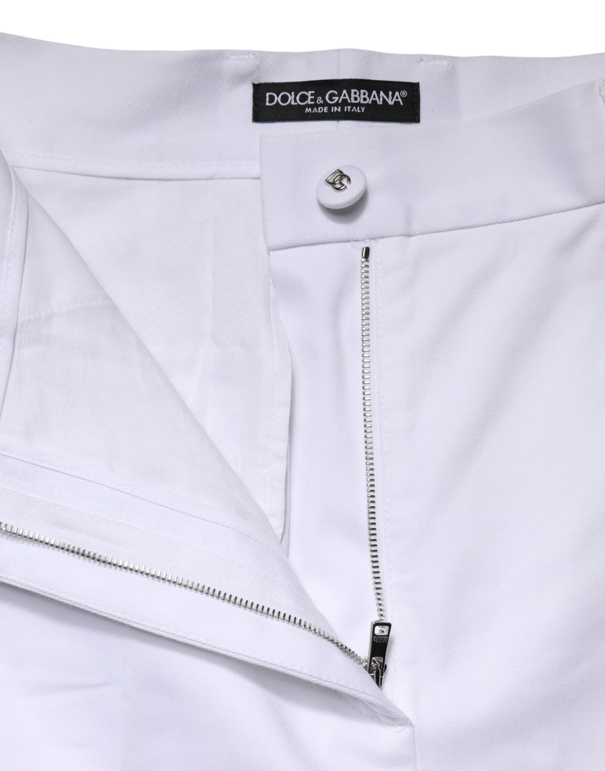 Dolce & Gabbana White Cotton High Waist WideLeg Cropped Pants